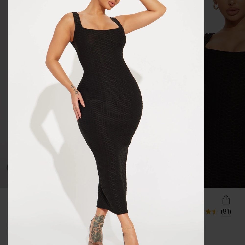*NWT* Dani Textured Midi Dress-Black